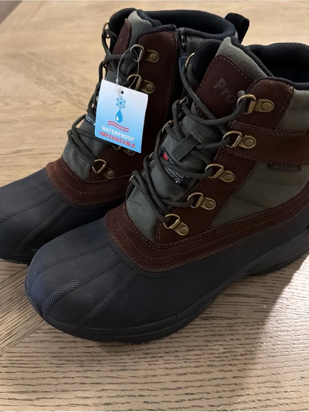 Propet Cortland Round Toe Hiking Boots, Brown/Olive/Black, Men's Size 8.5